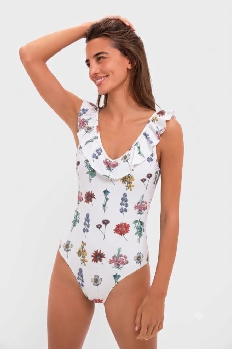 PINK CHICKEN Floral Swimsuit Size L NWT